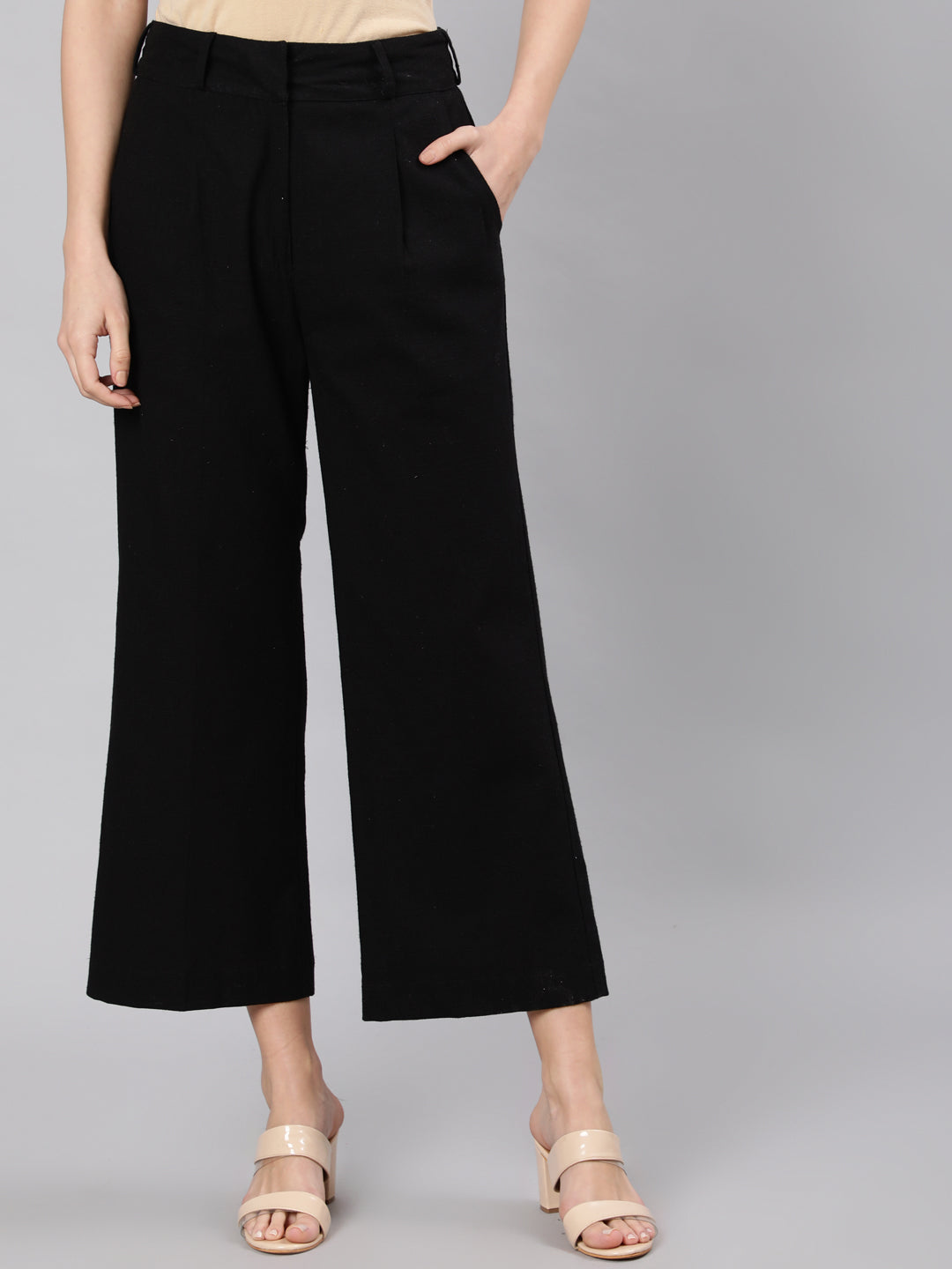 Women High Waist Cotton Blend Bootcut Parallel Trouser Pants for Women  Regular Fit, Straight Pants for